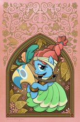Size: 787x1195 | Tagged: safe, artist:brenda hickey, idw, meadowbrook, earth pony, frog, pony, g4, legends of magic #6, my little pony: legends of magic, spoiler:comic, cover, female, flower, healer's mask, mare, mask, meadowcute, solo, vine