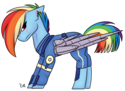Size: 530x385 | Tagged: safe, artist:yourbestnightmaree, rainbow dash, pegasus, pony, g4, alternate timeline, amputee, apocalypse dash, augmented, clothes, crystal war timeline, female, looking at you, mare, military, military uniform, prosthetic limb, prosthetic wing, prosthetics, scar, signature, simple background, solo, torn ear, transparent background, uniform