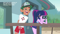 Size: 1920x1080 | Tagged: safe, screencap, sci-twi, timber spruce, twilight sparkle, equestria girls, equestria girls series, g4, unsolved selfie mysteries, clothes, female, lifeguard timber, male, sci-twi swimsuit, shipping, straight, swimsuit, timbertwi