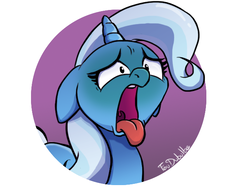 Size: 653x488 | Tagged: safe, artist:foudubulbe, trixie, pony, unicorn, g4, bleh, disgusted, esophagus, female, mare, mawshot, open mouth, solo, tongue out, uvula, yuck