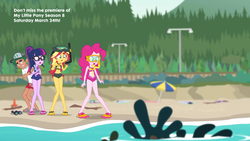 Size: 1920x1080 | Tagged: safe, screencap, pinkie pie, sci-twi, sunset shimmer, timber spruce, twilight sparkle, equestria girls, g4, my little pony equestria girls: better together, unsolved selfie mysteries, beach shorts swimsuit, belly button, clothes, feet, female, flip-flops, geode of empathy, geode of sugar bombs, geode of telekinesis, legs, lifeguard timber, magical geodes, male, midriff, sandals, snorkel, sunset shimmer's beach shorts swimsuit, swimsuit