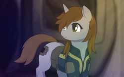 Size: 3840x2400 | Tagged: safe, artist:ronniesponies, oc, oc only, oc:littlepip, pony, unicorn, fallout equestria, clothes, cutie mark, fanfic, fanfic art, female, high res, horn, jumpsuit, mare, solo, vault suit