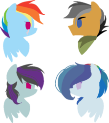 Size: 400x448 | Tagged: safe, artist:belladrawsstuff2004, quibble pants, rainbow dash, oc, oc:storm cloud, oc:wind racer, pegasus, pony, g4, family, female, male, mare, offspring, parent:quibble pants, parent:rainbow dash, parents:quibbledash, scar, ship:quibbledash, shipping, simple background, straight, transparent background