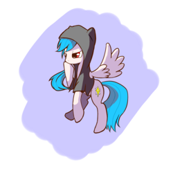 Size: 2480x2480 | Tagged: safe, artist:iloota, oc, oc only, pegasus, pony, clothes, flying, high res, hoodie, male, solo, stallion
