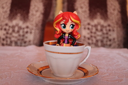 Size: 6000x4000 | Tagged: safe, artist:artofmagicpoland, sunset shimmer, equestria girls, g4, cup, doll, equestria girls minis, female, irl, photo, solo, teacup, toy