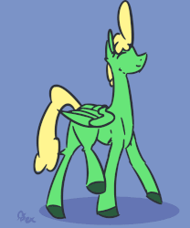 Size: 997x1200 | Tagged: safe, artist:omegapex, oc, oc:omega, pegasus, pony, animated, happy, solo, walking, yellow hair