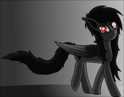 Size: 3877x3039 | Tagged: safe, artist:daszkin, oc, oc only, demon, demon pony, pegasus, pony, big eyes, high res, long mane, ponysona, solo, teeth, vector, walking