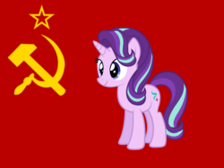 Size: 2000x1500 | Tagged: safe, artist:icicle-niceicle-1517, artist:zacatron94, starlight glimmer, pony, unicorn, g4, april fools, april fools 2018, april fools joke, communism, female, flag, glimmerbooru, hammer and sickle, mare, solo, soviet union, stalin glimmer, vector