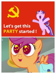 Size: 3106x4096 | Tagged: safe, scootaloo, starlight glimmer, g4, parental glideance, china, communism, mao zedong, people's republic of china, pun, stalin glimmer, wat