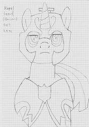 Size: 4960x7015 | Tagged: safe, artist:keksiarts, pony, unicorn, absurd resolution, armor, graph paper, male, practice, royal guard, sketch, solo, stallion, traditional art