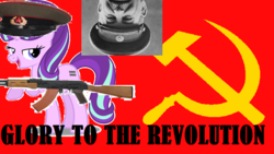 Size: 710x400 | Tagged: safe, starlight glimmer, oc, g4, 1000 hours in ms paint, ak-47, assault rifle, communism, equal cutie mark, equality, gun, hammer and sickle, josef stalin, rifle, s5 starlight, stalin glimmer, weapon