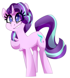 Size: 2085x2327 | Tagged: safe, artist:nekosnicker, starlight glimmer, pony, unicorn, g4, chest fluff, cute, eye clipping through hair, female, glimmerbetes, grin, high res, mare, simple background, smiling, solo, transparent background