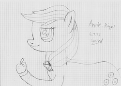 Size: 7015x4960 | Tagged: safe, artist:keksiarts, oc, oc only, oc:apple rings, earth pony, pony, absurd resolution, apple, female, food, graph paper, mare, sketch, solo, traditional art