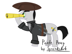 Size: 2592x1944 | Tagged: safe, artist:keksiarts, oc, oc only, earth pony, pony, digital art, gun, paint tool sai, pirate, simple background, solo, transparent background, weapon