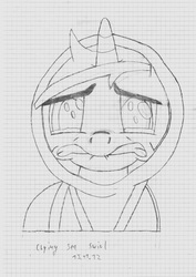 Size: 4960x7015 | Tagged: safe, artist:keksiarts, sea swirl, seafoam, pony, unicorn, g4, absurd resolution, background pony, crying, female, graph paper, mare, practice, sketch, solo, traditional art