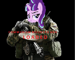 Size: 568x459 | Tagged: safe, starlight glimmer, g4, communism, lmg, lord tachanka, meme, our lord and savior, rainbow six siege, spetsnaz, stalin glimmer, tachanka