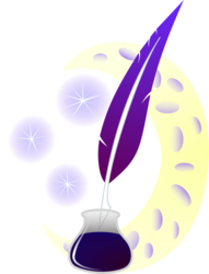 Size: 600x785 | Tagged: safe, artist:nimbleglance, oc, oc:midnight linguist, crescent moon, cutie mark, cutie mark only, digital art, inkscape, inkwell, moon, no pony, quill, simple background, transparent background, transparent moon, vector