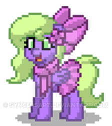 Size: 400x447 | Tagged: safe, artist:keksiarts, oc, oc only, oc:lydria, pegasus, pony, pony town, bow, female, hair bow, mare, pixel art, simple background, solo, transparent background, watermark