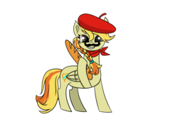 Size: 5800x4217 | Tagged: safe, artist:keksiarts, oc, oc only, oc:little flame, pegasus, pony, absurd resolution, baguette, bread, digital art, female, food, france, french, gift art, mare, paint tool sai, simple background, solo, transparent background