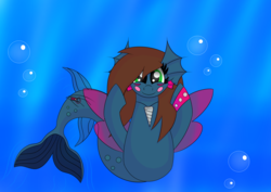 Size: 7016x4961 | Tagged: safe, artist:keksiarts, oc, oc only, merpony, sea pony, seapony (g4), absurd resolution, clip studio paint, cute, digital art, dorsal fin, female, fin wings, fins, fish tail, gift art, looking at you, mare, ocean, smiling, smiling at you, solo, spread wings, tail, underwater, water, wings