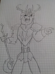 Size: 4160x3120 | Tagged: safe, artist:doomcap, storm king, g4, my little pony: the movie, graph paper, male, solo, staff, staff of sacanas, traditional art
