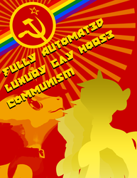 Size: 2550x3300 | Tagged: source needed, safe, artist:deloreandudetommy, oc, oc:supersaw, 3d, april fools 2018, blender, fully automated luxury gay space communism, gay pride, gay pride flag, hammer and sickle, high res, pride, propaganda poster