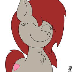 Size: 2596x2568 | Tagged: safe, artist:thebadbadger, oc, oc only, oc:ponepony, earth pony, pony, bust, chest fluff, eyes closed, female, heart, mare, portrait, signature, simple background, smiling, solo, white background