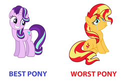 Size: 1086x730 | Tagged: safe, starlight glimmer, sunset shimmer, pony, unicorn, g4, background pony strikes again, downvote bait, op is a duck, op is trying to start shit, starlight glimmer is best pony, worst pony