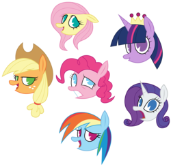Size: 8192x8012 | Tagged: safe, artist:amarthgul, applejack, fluttershy, pinkie pie, rainbow dash, rarity, twilight sparkle, alicorn, earth pony, pegasus, pony, unicorn, g4, the maud couple, absurd resolution, cowboy hat, female, hallucination, hat, i never learned to read, looking at you, mane six, mare, no pupils, pac-man eyes, simple background, transparent background, vector