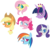 Size: 8192x8012 | Tagged: safe, artist:amarthgul, applejack, fluttershy, pinkie pie, rainbow dash, rarity, twilight sparkle, alicorn, earth pony, pegasus, pony, unicorn, g4, the maud couple, absurd resolution, cowboy hat, female, hallucination, hat, i never learned to read, looking at you, mane six, mare, no pupils, pac-man eyes, simple background, transparent background, vector