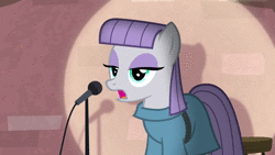 Size: 1920x1080 | Tagged: safe, screencap, berry punch, berryshine, caramel, cheerilee, cherry berry, linky, maud pie, roseluck, shoeshine, earth pony, pony, g4, the maud couple, animated, female, male, mare, microphone, sarcasm, sound, stallion, stand-up comedy, webm