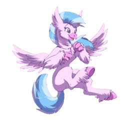 Size: 715x715 | Tagged: safe, artist:fizzy-dog, artist:szafir87, silverstream, classical hippogriff, hippogriff, g4, school daze, animated, female, jewelry, necklace, simple background, solo, transparent background