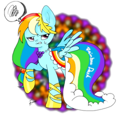 Size: 768x768 | Tagged: safe, artist:zoomiso, rainbow dash, pegasus, pony, g4, clothes, dress, female, looking at you, mare, solo