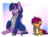 Size: 1080x807 | Tagged: safe, artist:stuflox, scootaloo, twilight sparkle, alicorn, pony, the count of monte rainbow, g4, albert de morcef, colt, crossover, cute, cutealoo, duo, duo male, dusk shine, duskabetes, male, mondego, monsparkle, musical, rule 63, rule63betes, scootabert, scooteroll, sitting, the count of monte cristo, twilight sparkle (alicorn)