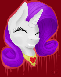 Size: 1024x1280 | Tagged: safe, artist:pprinceran, artist:prince-ran, rarity, pony, unicorn, g4, abstract background, bust, eyes closed, female, heart necklace, mare, open mouth, smiling, solo