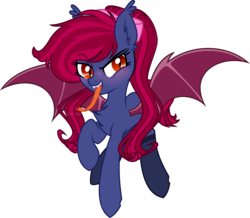 Size: 3305x2880 | Tagged: safe, artist:astralblues, oc, oc only, bat pony, pony, chest fluff, female, high res, mare, simple background, solo, tongue out, transparent background