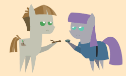 Size: 645x390 | Tagged: safe, artist:agrol, boulder (g4), maud pie, mudbriar, twiggy, earth pony, pony, g4, season 8, the maud couple, animated, female, gif, lewd, male, mare, now kiss, pointy ponies, ship:maudbriar, ship:stick and stone, shipping, simple background, smiling, stallion, straight, when he smiles, when she smiles, yellow background