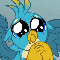 Size: 200x200 | Tagged: safe, screencap, gallus, griffon, g4, school daze, :<, animated, begging, cropped, cute, dilated pupils, eye shimmer, frown, gallabetes, gif, male, puppy dog eyes, puppy-eyed gallus, reaction image, sad, solo, spread wings, wings