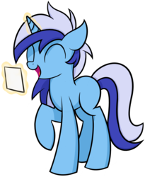 Size: 3132x3816 | Tagged: safe, artist:reconprobe, minuette, pony, unicorn, g4, cue card, female, glowing horn, high res, horn, mare, missing cutie mark, simple background, solo, transparent background