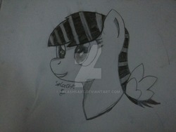 Size: 1024x768 | Tagged: safe, artist:splashsart, oc, oc only, pegasus, pony, bust, grayscale, monochrome, portrait, smiling, solo, traditional art, watermark