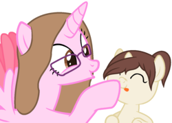 Size: 1140x814 | Tagged: safe, artist:cindystarlight, oc, oc only, oc:annabelle, oc:cindy, alicorn, pony, alicorn oc, baby, baby pony, boop, female, filly, mare, simple background, transparent background