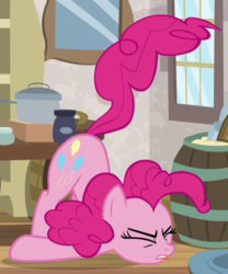 Size: 491x590 | Tagged: safe, screencap, pinkie pie, earth pony, pony, g4, the maud couple, eyes closed, face down ass up, female, invisible stallion, mare, solo