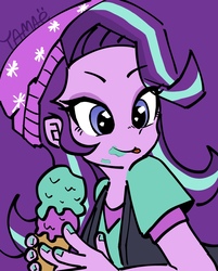 Size: 1028x1280 | Tagged: safe, artist:y-a-m-a-y-o, starlight glimmer, equestria girls, g4, cute, female, food, glimmerbetes, ice cream, ice cream cone, smiling, solo, that human sure does love ice cream, that pony sure does love ice cream, tongue out