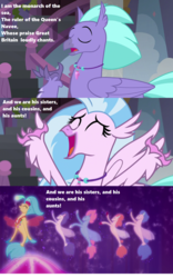 Size: 1278x2043 | Tagged: safe, edit, edited screencap, screencap, princess skystar, seaspray, silverstream, hippogriff, seapony (g4), g4, my little pony: the movie, school daze, season 8, background sea pony, bubble, cropped, cute, dancing, diastreamies, eyes closed, female, gilbert and sullivan, h.m.s. pinafore, happy, i am the monarch of the sea, lyrics, male, one small thing, open mouth, opera, school of friendship, seaquestria, seashell necklace, singing, sir joseph porter, smiling, song reference, text, underwater, water