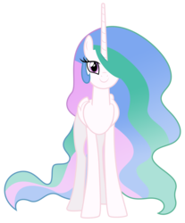 Size: 6059x7318 | Tagged: safe, artist:estories, edit, editor:slayerbvc, vector edit, princess celestia, alicorn, pony, g4, absurd resolution, accessory-less edit, bare hooves, female, mare, missing accessory, simple background, smiling, solo, transparent background, vector
