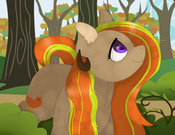 Size: 1024x792 | Tagged: safe, artist:69beas, oc, oc only, oc:nattural juice, earth pony, pony, forest, smiling, solo