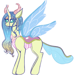 Size: 769x779 | Tagged: safe, artist:lulubell, queen chrysalis, changedling, changeling, g4, concave belly, digital art, female, purified chrysalis, reformed, simple background, solo, standing, transparent background