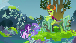 Size: 1280x720 | Tagged: safe, screencap, starlight glimmer, thorax, trixie, changedling, changeling, pony, unicorn, g4, to change a changeling, changeling hive, changeling king, female, king thorax, male, mare, throne