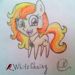 Size: 1192x1192 | Tagged: safe, artist:podkovka, oc, oc only, oc:whitechainy, pony, chibi, cute, hawks, solo, traditional art