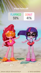 Size: 1080x1920 | Tagged: safe, pinkie pie, sci-twi, twilight sparkle, equestria girls, g4, my little pony equestria girls: better together, official, clothes, doll, duo, equestria girls minis, female, instagram, irl, photo, poll, swimsuit, toy